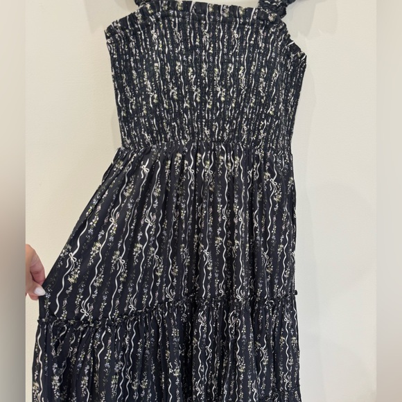 NWOT En Saison Cottagecore Smocked Tiered Midi Dress Black Floral Size Medium - Picture 3 of 7